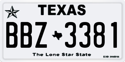 TX license plate BBZ3381