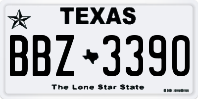 TX license plate BBZ3390