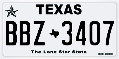 TX license plate BBZ3407