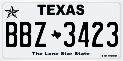 TX license plate BBZ3423