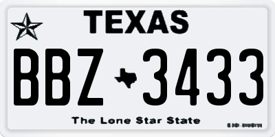 TX license plate BBZ3433