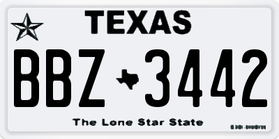 TX license plate BBZ3442