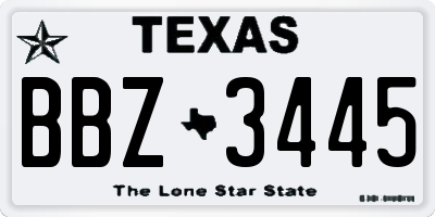 TX license plate BBZ3445