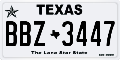 TX license plate BBZ3447