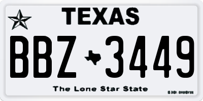TX license plate BBZ3449