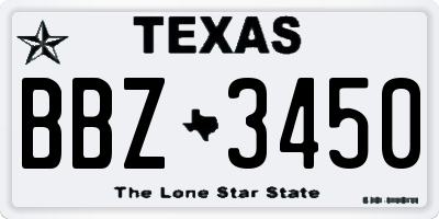 TX license plate BBZ3450