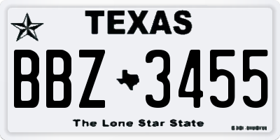 TX license plate BBZ3455