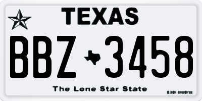 TX license plate BBZ3458