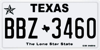 TX license plate BBZ3460