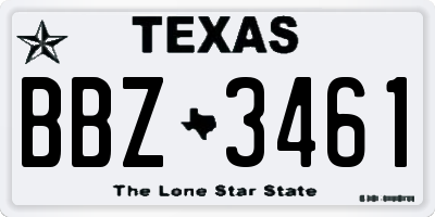 TX license plate BBZ3461