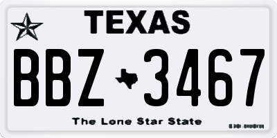 TX license plate BBZ3467