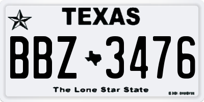 TX license plate BBZ3476