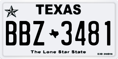 TX license plate BBZ3481