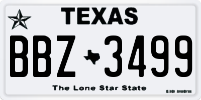 TX license plate BBZ3499