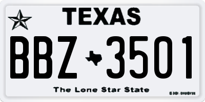 TX license plate BBZ3501