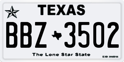 TX license plate BBZ3502