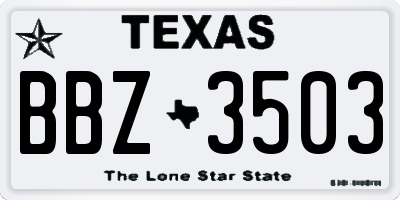 TX license plate BBZ3503
