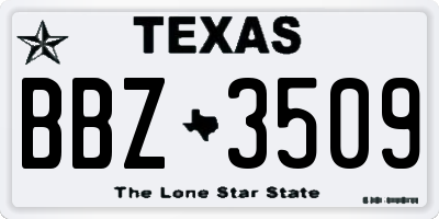 TX license plate BBZ3509
