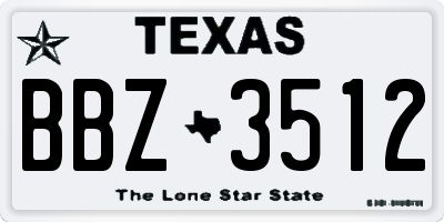 TX license plate BBZ3512