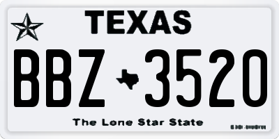 TX license plate BBZ3520