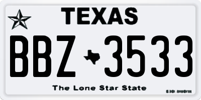 TX license plate BBZ3533