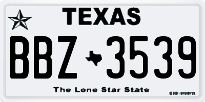 TX license plate BBZ3539