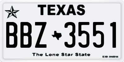 TX license plate BBZ3551