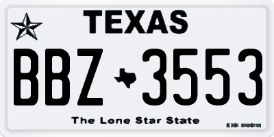 TX license plate BBZ3553