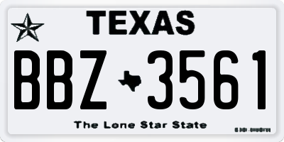 TX license plate BBZ3561