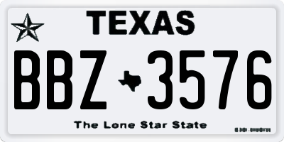 TX license plate BBZ3576