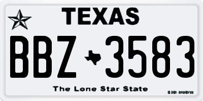 TX license plate BBZ3583