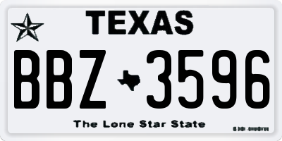 TX license plate BBZ3596