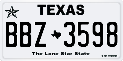 TX license plate BBZ3598