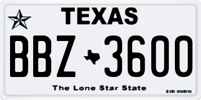 TX license plate BBZ3600