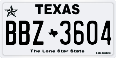TX license plate BBZ3604