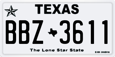 TX license plate BBZ3611
