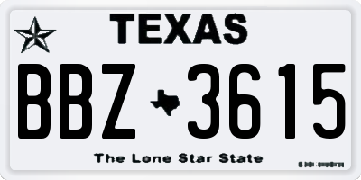 TX license plate BBZ3615