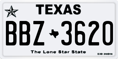 TX license plate BBZ3620