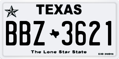 TX license plate BBZ3621