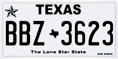 TX license plate BBZ3623