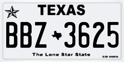 TX license plate BBZ3625