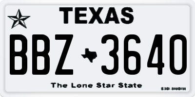 TX license plate BBZ3640