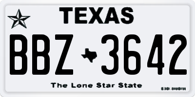 TX license plate BBZ3642