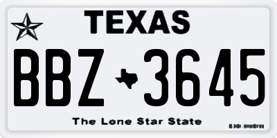 TX license plate BBZ3645