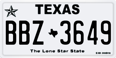 TX license plate BBZ3649