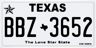 TX license plate BBZ3652