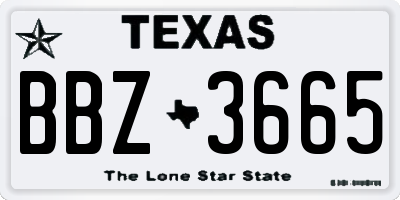 TX license plate BBZ3665