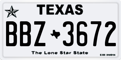 TX license plate BBZ3672