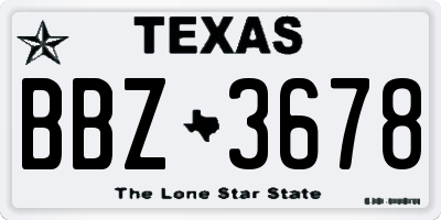 TX license plate BBZ3678