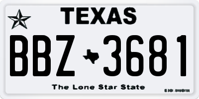 TX license plate BBZ3681